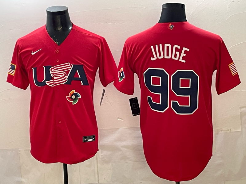 Men 2026 World Cub USA #99 Judge red Nike MLB Jersey 0010